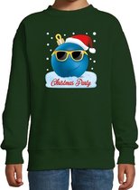 Foute kersttrui / sweater Christmas party groen voor jongens - coole kerstbal - kerstkleding / christmas outfit 9-11 jaar (134/146)