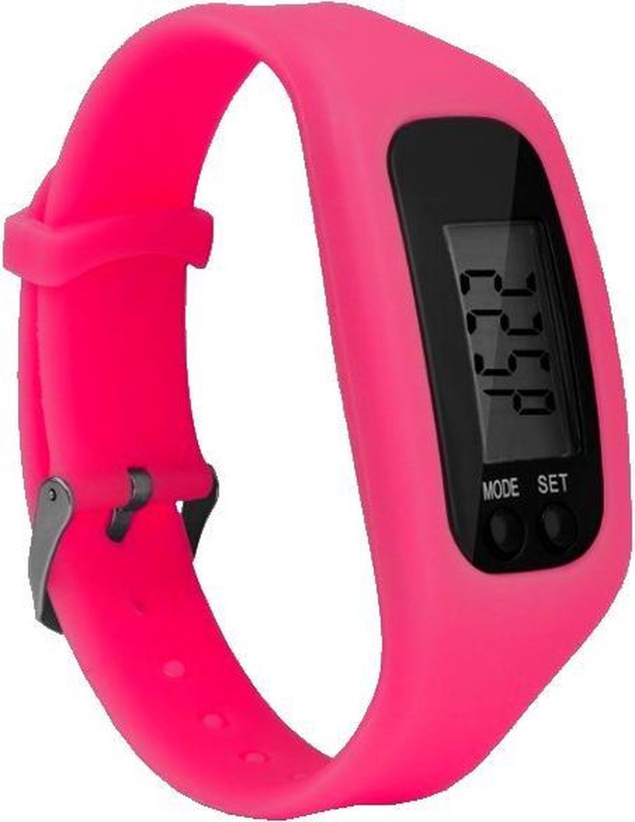 Fako® - Horloge - LCD - Stappenteller Armband - Gesp - Fuchsia