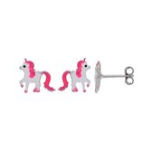 Schattige kleine geëmailleerde oorstekers paard, met roze manen en staart