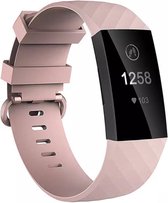 Siliconen Bandje - Roze - Geschikt voor Fitbit Charge 3 en 4 - Maat S/M