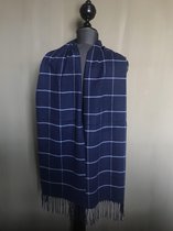 Stijlvolle Herensjaal - Sjaal - Sjawl - Omslagdoek | Blauw - Donkerblauw | Schotse ruit | Cashmere - Acrylic | Ook voor dames - Unisex | Winter | Klassiek - Trendy - Sportief - Net