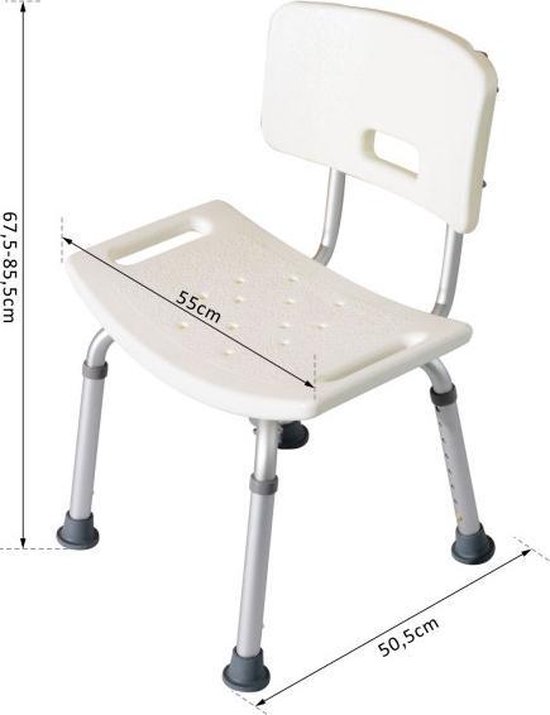 Stevige Antislip Douchekruk Met Rugleuning Lichtgewicht & In Hoogte