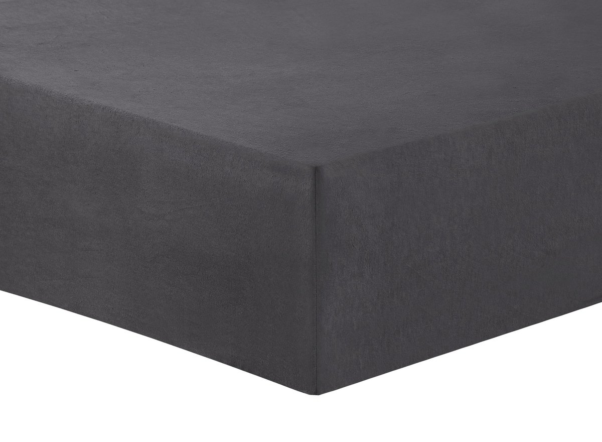 Vision - Hoeslaken - FLANEL - Zacht en warm - Antraciet - 160 x 200cm met ruime hoek van 30cm - geschikt voor boxspring matras - 100% katoen Flanel - Oekotex gecertificeerd