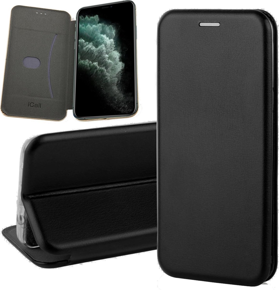 Hoesje geschikt voor iPhone 11 pro - book case cover Kunstleer wallet zwart