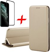 iPhone 11 Pro Hoesje + Screenprotector Full Screen - Book Case Flip Wallet - iCall - Goud