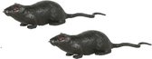 Halloween - 2x Grote plastic ratten 20 cm - Halloween/horror decoratie/versiering - Enge rat 2 stuks