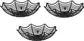 3x Zwarte spinnenweb snoepschaal 27 cm - Halloween decoratie/accessoires/versiering - Spinnen web schaal zwart