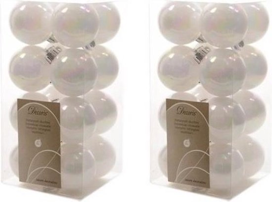 32x Parelmoer witte kunststof kerstballen 4 cm - Mat/glans - Onbreekbare  plastic... | bol.com