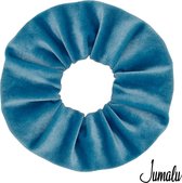 Jumalu scrunchie velvet haarwokkel haarelastiekjes - lichtblauw - 1 stuk