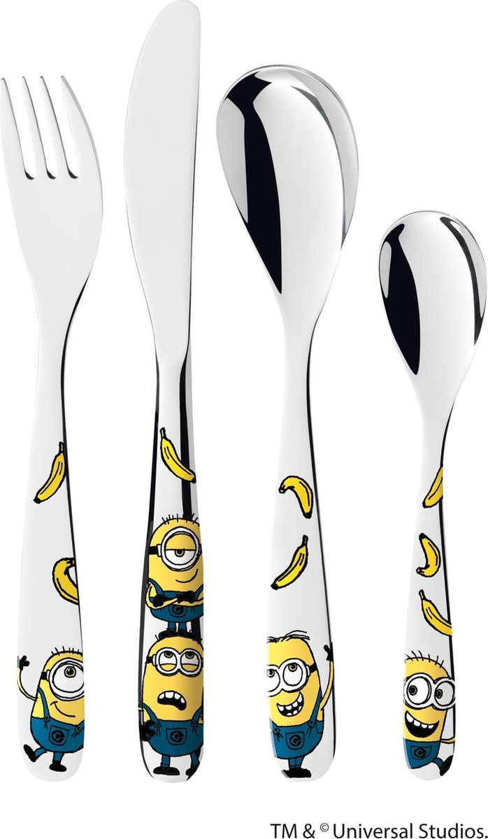 WMF Kids Minions - Kinderbestekset - 4-Delig - RVS - Vaatwasserbestendig - Ergonomisch Ontwerp