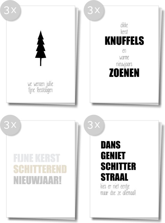 Matriks Cards | Nederlandstalige Kerstkaarten en Nieuwjaarskaarten | set van 12 stuks | dubbele kaarten met envelop