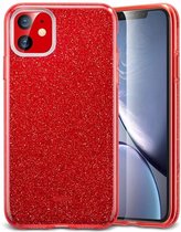 Ntech Apple iPhone 11 Glitter TPU Back Hoesje - Rood