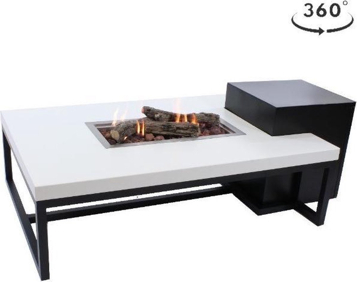 Enjoyfires vuurtafel Ambiance rechthoek zwart-wit 120x80x35 cm