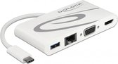 Premium USB-C naar HDMI, VGA, RJ45, USB-A en USB-C docking station met DP Alt Mode / wit - 0,15 meter
