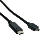 Easy-USB Micro B naar USB-C snellaadkabel - USB2.0 - tot 3A / zwart - 3 meter