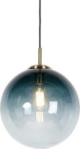 QAZQA pallon - Art Deco Hanglamp eettafel - 1 lichts - Ø 330 mm - Blauw - Woonkamer | Slaapkamer | Keuken