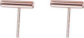 24/7 Jewelry Collection T Bar Oorbellen - Minimalistische Ronde Staaf Oorknopjes - Rosé Goudkleurig
