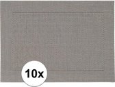 10x Placemats grijs geweven/gevlochten met rand 45 x 30 cm - Grijze placemats/onderleggers tafeldecoratie - Tafel dekken