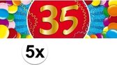 5x 35 Jaar leeftijd stickers 19 x 6 cm - 35 jaar verjaardag/jubileum versiering 5 stuks