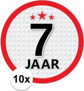 10x 7 Jaar leeftijd stickers rond 15 cm - 7 jaar verjaardag/jubileum versiering 10 stuks