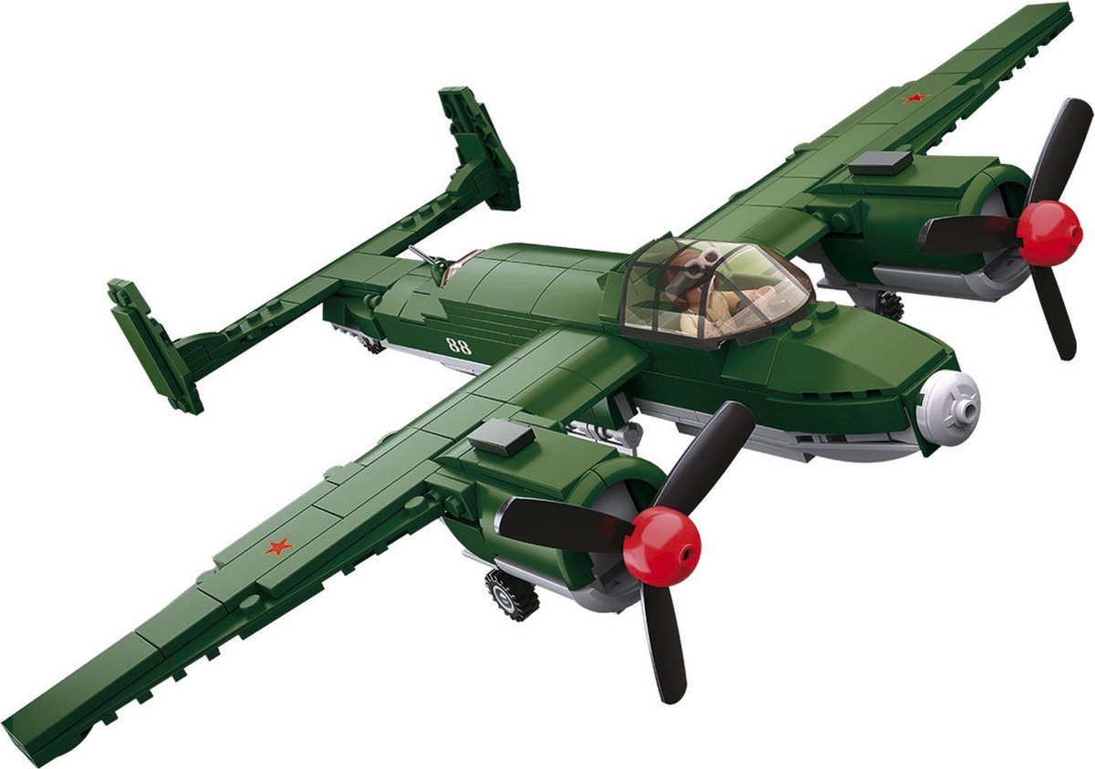 Sluban Army WWII Vliegtuig Tupolev TU-2 Bomber - Bouwspeelgoed vanaf 8 jaar - Constructiespeelgoed modelbouw - bouwdoos met 311 bouwstenen - M38-B0688 — afbeelding 6