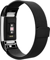 FitBit Charge 2 Milanees Bandje Black - Milanese Stainless Steel FitBit Band Black - Polsbandje - RVS - Verstelbaar - Met magneetsluiting