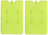 2x Koelelementen fel groen 16 cm - Koelblokken/koelelementen voor koeltas/koelbox