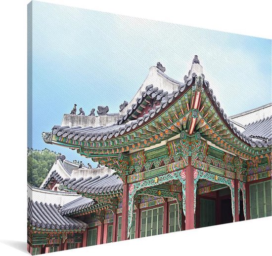 Texture traditionnelle coréenne en toile Changdeokgung 180x120 cm - Tirage photo sur toile (Décoration murale salon / chambre) XXL / Groot format!