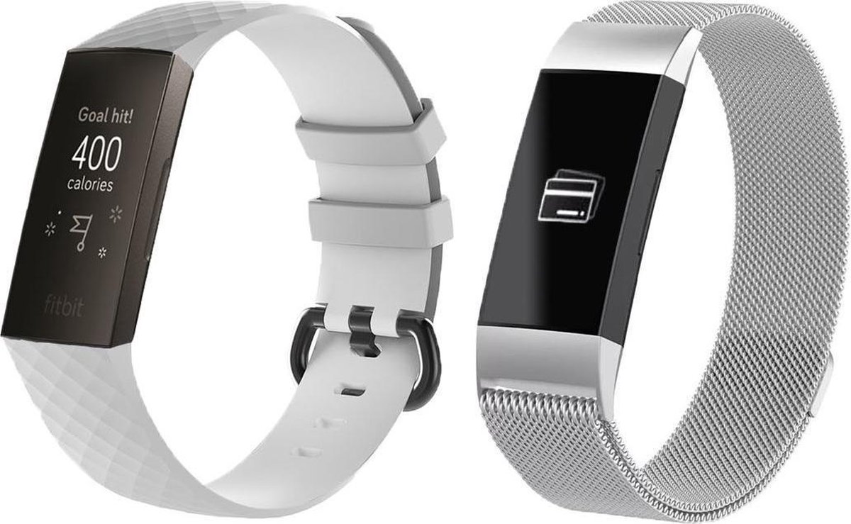 KELERINO. Siliconen bandjes geschikt voor Fitbit Charge 3 - 2-pack - Large