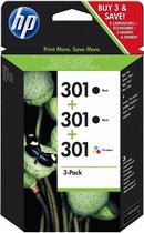 HP 301 box- Inktcartridge / Zwart 2x  / Kleur / 3-Pack