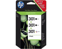 HP 301 box- Inktcartridge / Zwart 2x / Kleur / 3-Pack