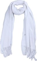 Dielay - Sjaal met Franjes - 170x31 cm - Wit