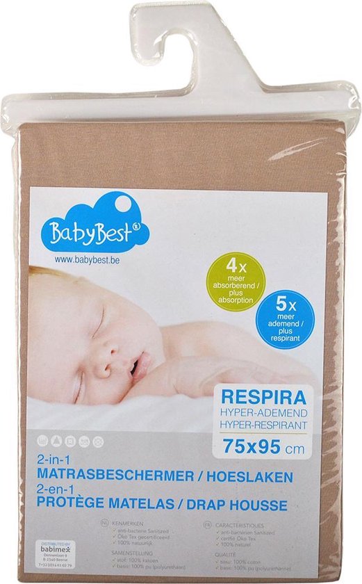 BabyBest Respira hoeslaken-matrasbeschermer 60x120 cm ecru