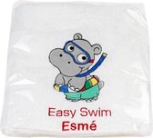 lkmn badhanddoek met naam zwemdiploma easy swim katoen - wit