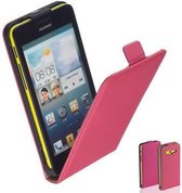 TCC Luxe Leder hoesje Huawei Ascend G525 Flip Case/Cover - Roze