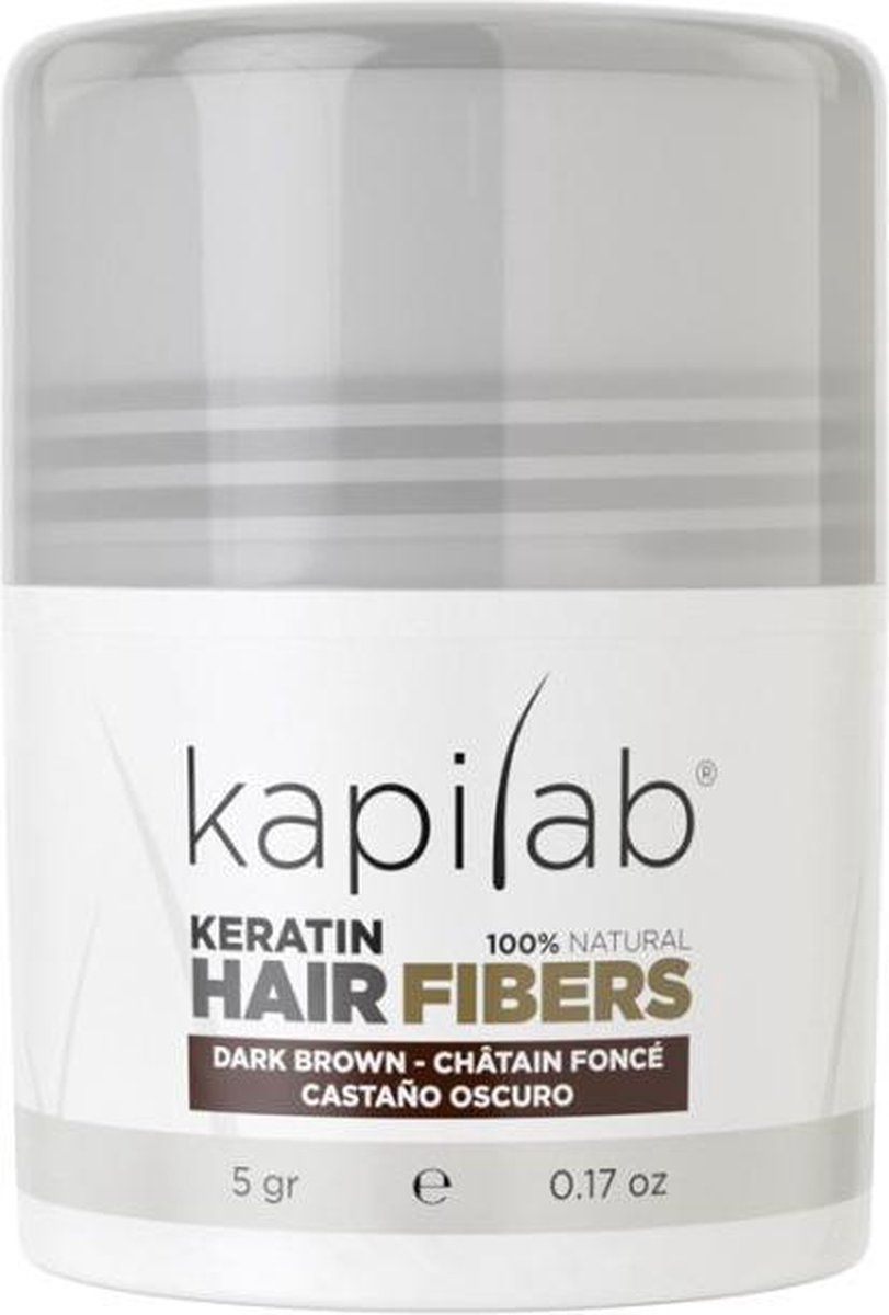 Kapilab Keratine Volumepoeder Donkerbruin - Geeft volume aan het haar - Verbergt haaruitval - 100% natuurlijk - 5 gram