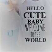 Baby Rompertje met leuke tekst zwangerschap aankondiging - announcement hallo | hello cute baby welcome to the world | korte mouw | wit zwart | maat 74/80 | cadeau papa mama oma opa oom tante