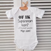 Baby Rompertje met tekst zwangerschap aankondiging - announcement | Of ik superman ken? Je bedoelt gewoon mijn oom | korte mouw | wit zwart | maat 50-56 | geboorte kraamcadeau cade