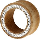 Jewelled Wood Saddle Tunnel - 14 mm ©LMPiercings