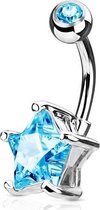 Navelpiercing star aqua ©LMPiercings