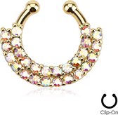 gold plated Double Jewelled Regenboog FAKE Septum Hanger