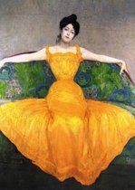 Poster Lady in Yellow Dress - Schilderij Max Kurzweil - A3 - 42x30 - Art Nouveau - Jugendstil