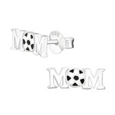 zilver voetbal mom oorstekers | Football Mom Ear Studs | Sterling 925 Silver