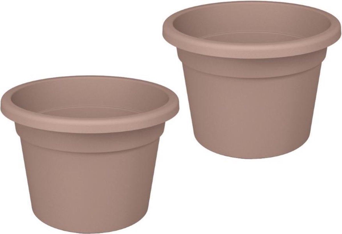 Bloempot Rond Premium 30cm + Bodemgaten POEDERBRUIN Nicoli / 2 STUKS ! /