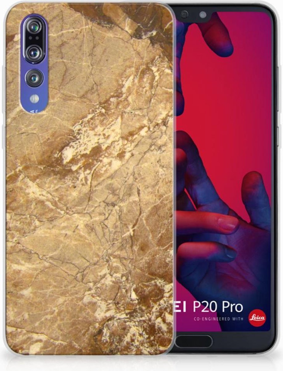 Huawei P20 Pro TPU Siliconen Hoesje Marmer Creme