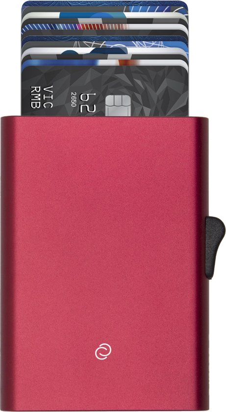 C-secure XL pasjeshouder - 8 tot 12 pasjes - aluminium creditcardhouder antiskim - voor mannen en vrouwen - RFID (bordeaux rood)