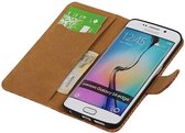 Slang Bookstyle Hoes - Geschikt voor Samsung Galaxy S6 Edge G925 Bruin