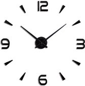 Horloge murale noire premium avec chiffres Collection LW / Horloge murale design noir / Autocollant Horloge 3D / Horloge bricolage DIY avec autocollants collants / Autocollants Horloge murale avec chiffres Noir
