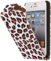 Luipaard Classic Flip Case Hoesjes voor iPhone 4 Rood