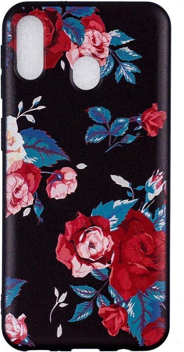 Shop4 - Samsung Galaxy M20 (Power) Hoesje - Zachte Back Case Rozen